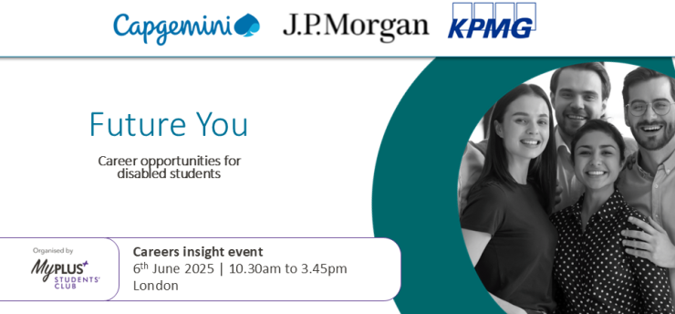 Promotional card for ‘Future You Careers Insight Event,’ 6th June 2025, London. Partners include Capgemini, J.P. Morgan, and KPMG.