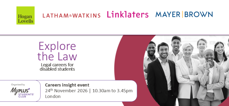 Promotional card for Explore the Law Careers Event 24th November