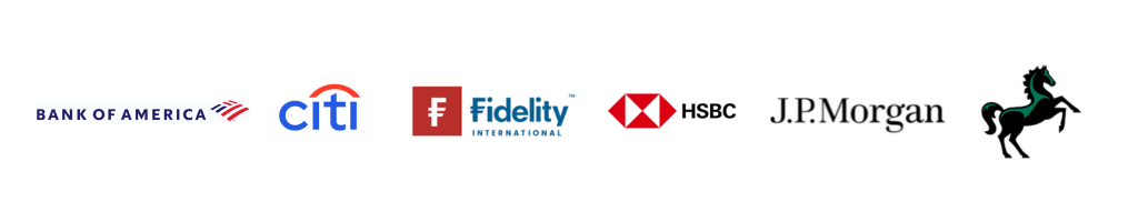 Investing in Talent participating firms logos: Bank of America, Citi, Fidelity, HSBC, J.P. Morgan and Lloyds Banking Group.