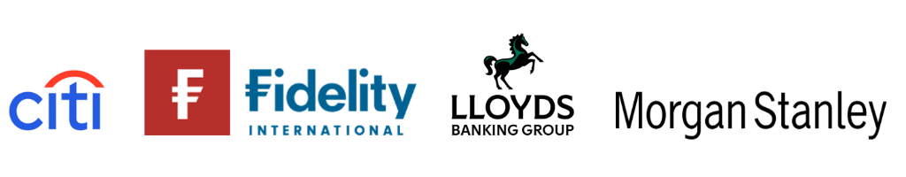 2026 Investing in Talent Participating Firms logos: Citi, Fidelity, Lloyds Banking Group and Morgan Stanley.