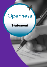 Openness statement image of someone writing in a notebook with a pen.
